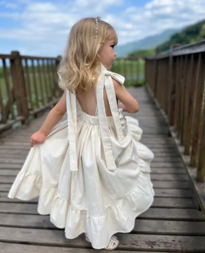 Long Slip Dress Princess Grils Children Spring Summer New Fashionable Comfortable Solid Simple All-matching Casual