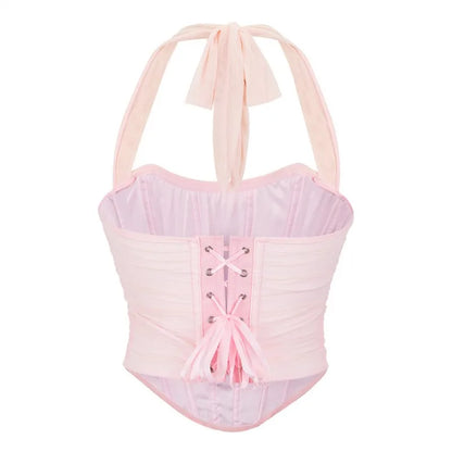 Corset Halter Crop Top Women Camisole Short Cropped Tank Tops Summer Sexy Elegant Nightclub Evening Party Female Clothes