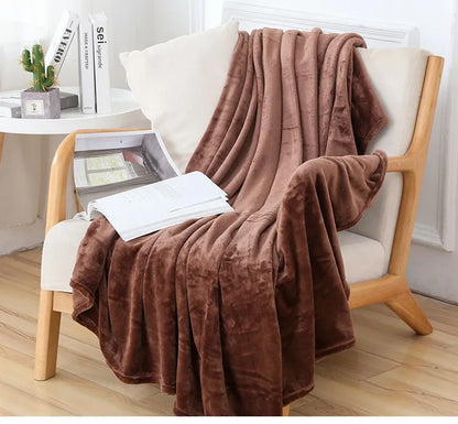Fluffy Coral Velvet Blanket Flannel Plush Comfortable Thickened and Warm Soft Sofa Throw Blanket for Air-Conditioned Room Luxury