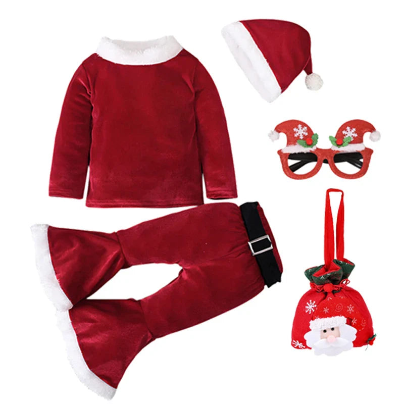 2024 Green Elf Girls Christmas Costume Festival Santa Clause for Toddler New Year Kids Baby Clothing Set Fancy Xmas Party Outfit