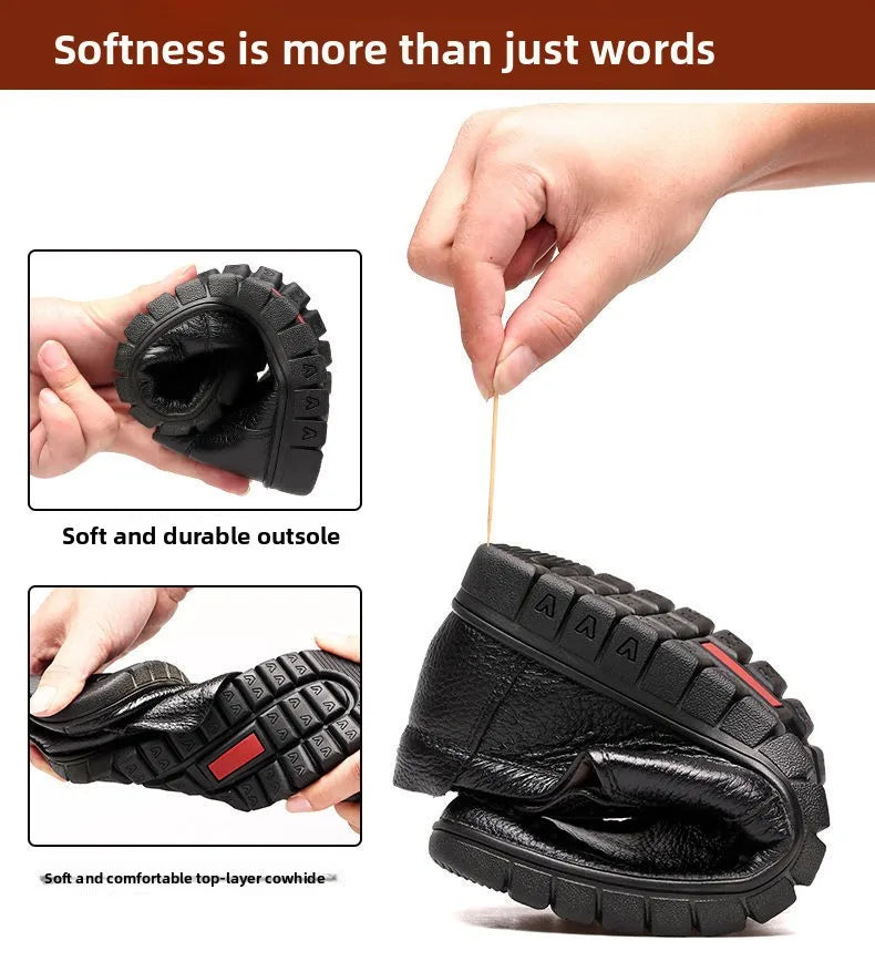 Genuine Leather Men's Shoes Breathable Soft Bottom Casual Business Shoes for Middle-Aged And Elderly Spring Autumn Wear