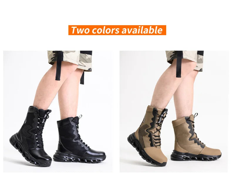 Safety Shoes Men Boots High Top Work Sneakers Steel Toe Anti-smash Puncture-Proof Work Boots Breathable Indestructible Shoes
