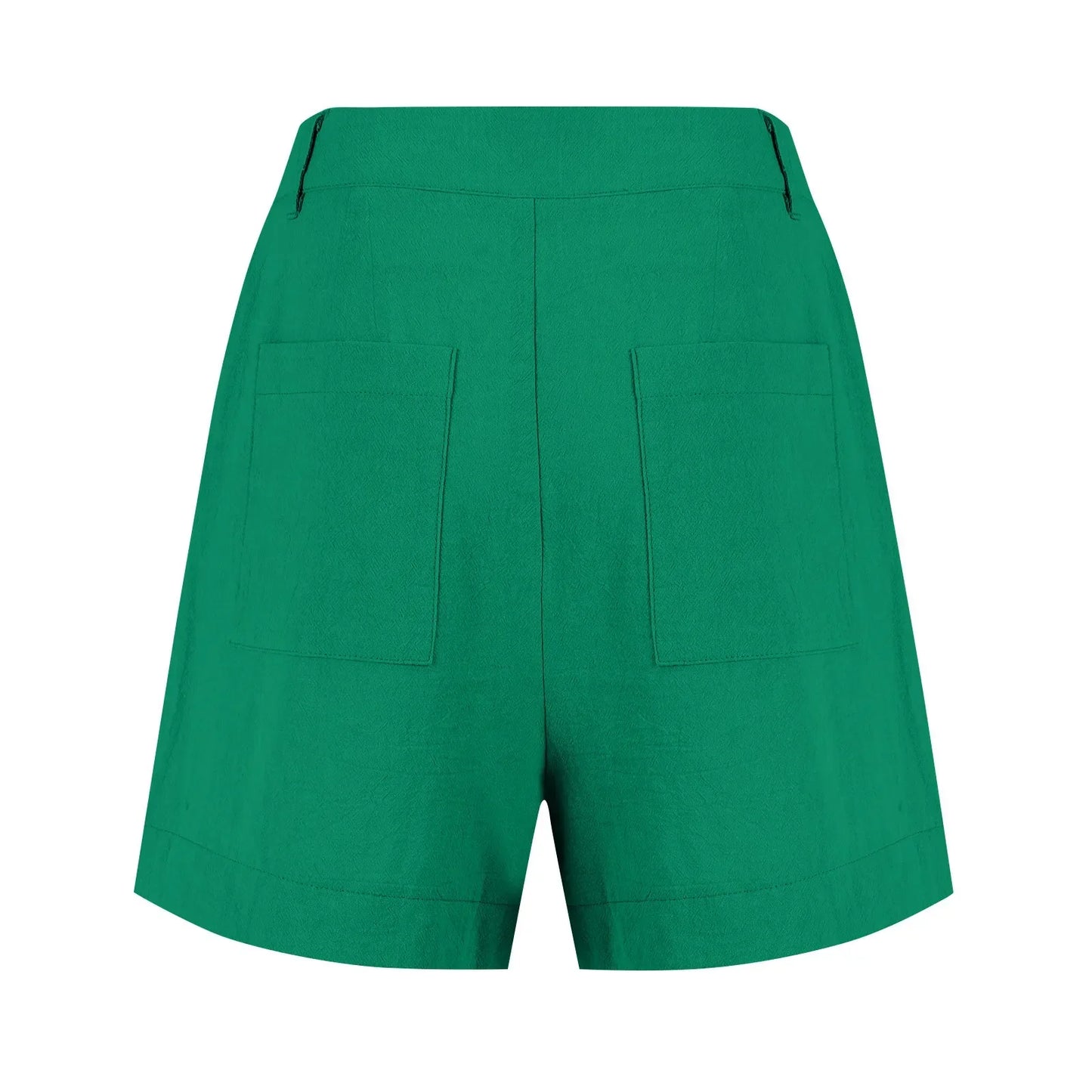 Cotton Linen Solid Shorts For Women Button High Waist Summer Loose Casual Pockets Shorts Female Pants Women Clothing