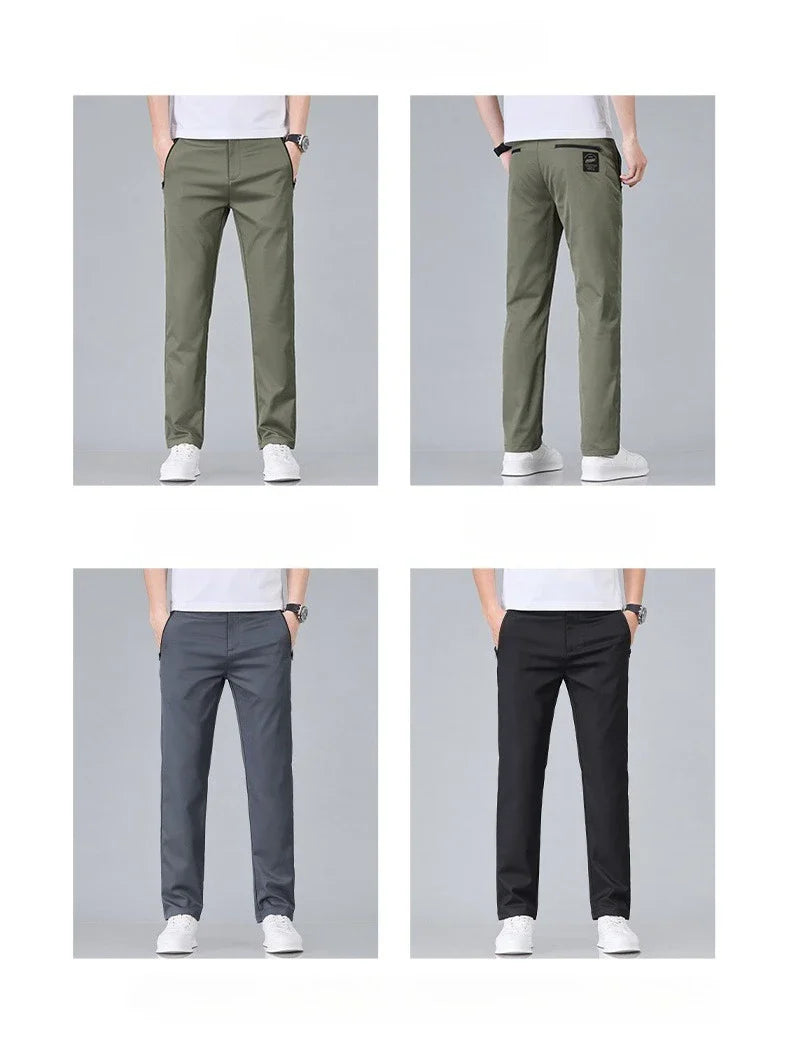 Fashion New in Men's Casual Pants Straight Slim Thin Korean Breathable Comfortable Brand Male Clothing Summer Trousers