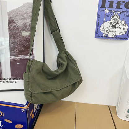 Women's Messenger Bag Vintage Handbag Canvas Teenager Shoulder Tote Bags Casual Handbag Crossbody Bag