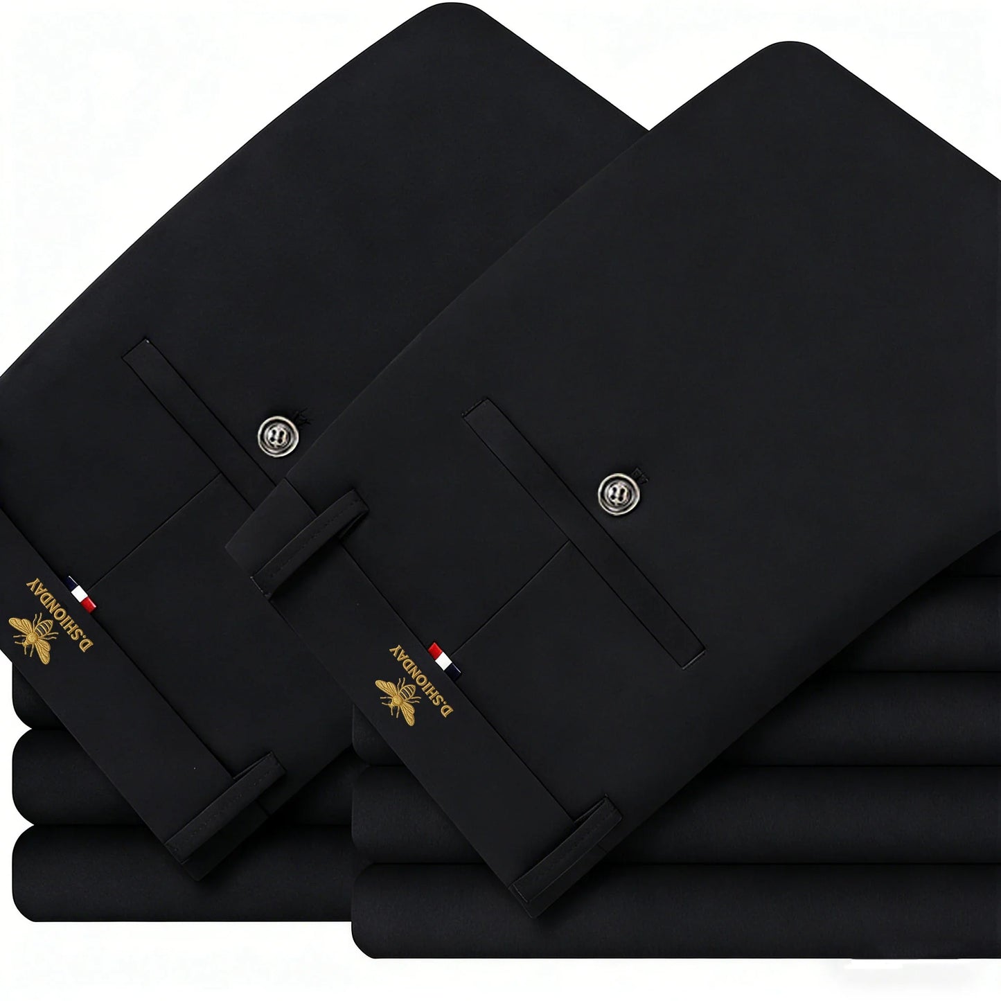 Men's Luxury Bee Waist Logo Business Casual Pants, High Elastic Slim Fit Formal Trousers for Office Commute & Daily Wear