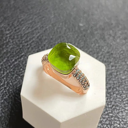 10.6mm Topaz Ring For Women Inlay Light Blue Zircon Candy Water Drop Crystal Ring Rose Gold Plated Jewelry Gift