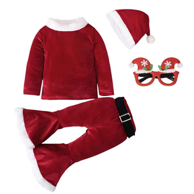 2024 Green Elf Girls Christmas Costume Festival Santa Clause for Toddler New Year Kids Baby Clothing Set Fancy Xmas Party Outfit