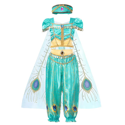 Jasmine Princess Dress Princess Dress Up Of Aladdin The Magic Lamp Costume Girls Birthday Party Halloween Fantasy Top Pants