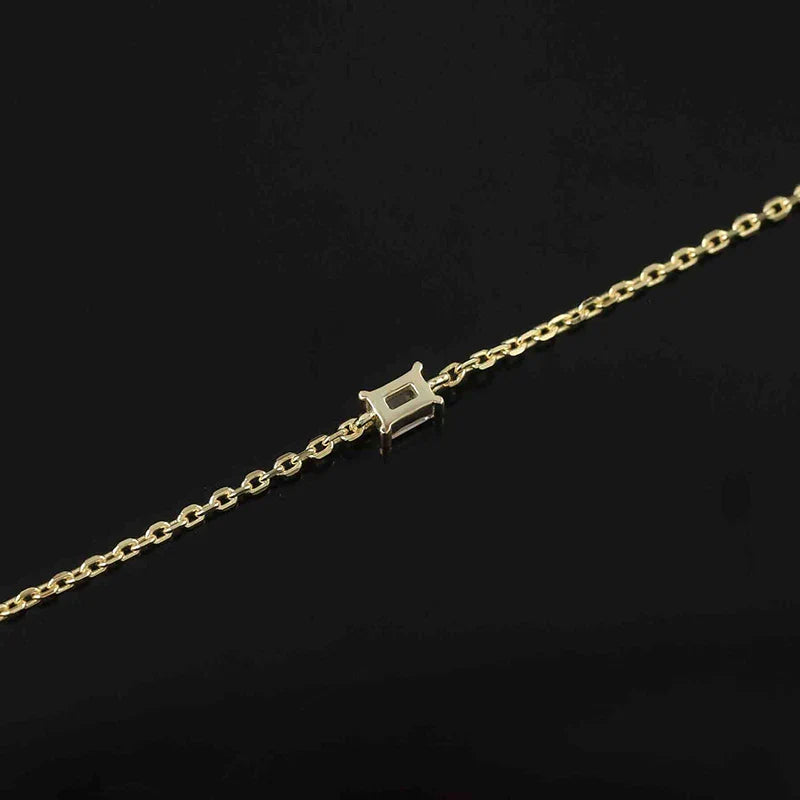 Trendy A Moissanite Bracelets for Women Letter Charm Adjustable Chain 100% 925 Sterling Silver Wedding Fine Jewelry Gifts
