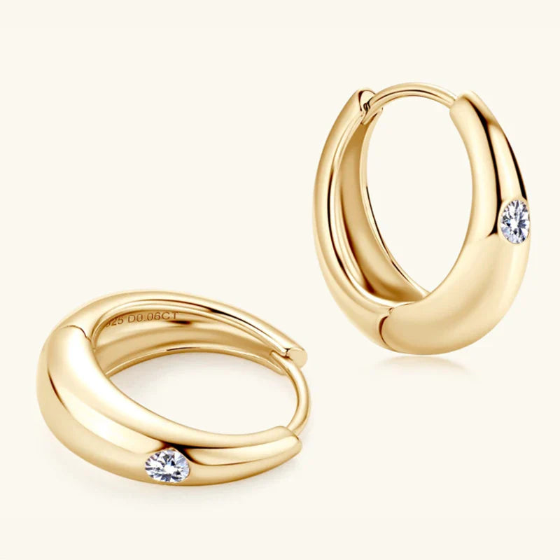 Premium Real 0.12cttw Moissanite Hoop Earrings for Women Girls S925 Silver Earring Party Fine Jewelry Small Ear Buckle Gift