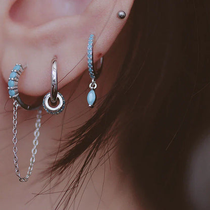 925 Sterling Silver Earring Zircon Sun Flower Ear Ring Geometric Style Water Drop Ear Bone Cute Temperament Woman Girl Ear Jewel