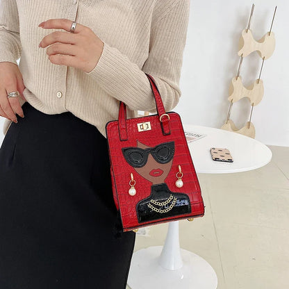 Cartoon Girl Handbag High Quality PU Leather Shoulder Bag for Women Pearl Crossbody Bag Designer Messenger Bag Female Satchel