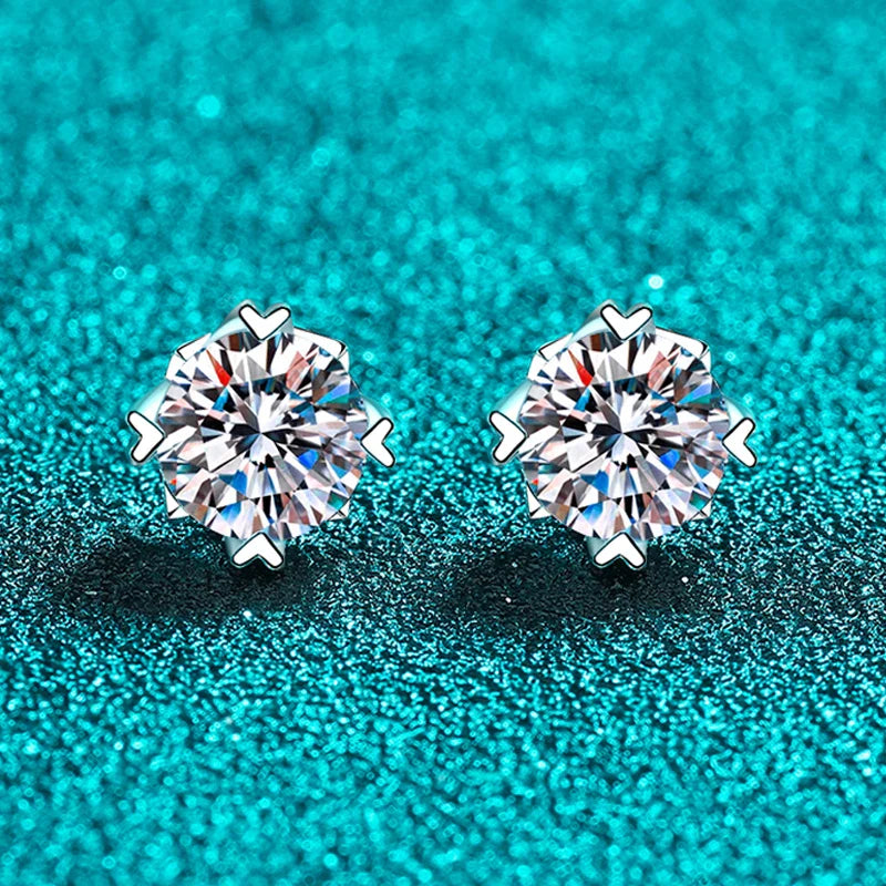 0.5-2CT Certified Real Moissanite Stud Earrings for Women Sparkling Luxury Wedding Party Jewelry Sterling Silver 925 GRA