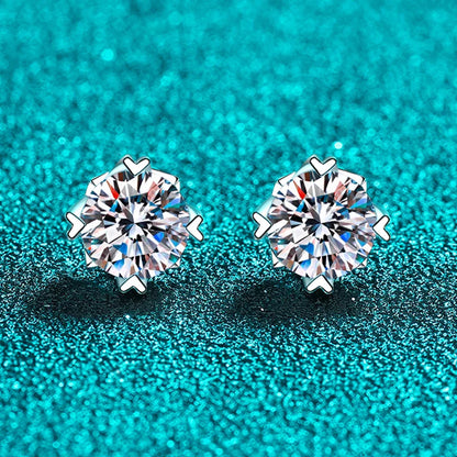 0.5-2CT Certified Real Moissanite Stud Earrings for Women Sparkling Luxury Wedding Party Jewelry Sterling Silver 925 GRA