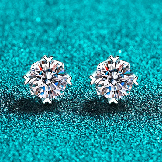 0.5-2CT Certified Real Moissanite Stud Earrings for Women Sparkling Luxury Wedding Party Jewelry Sterling Silver 925 GRA