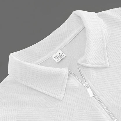 24 cross-border popular autumn long-sleeved lapel zipper men's loose casual top polo shirt