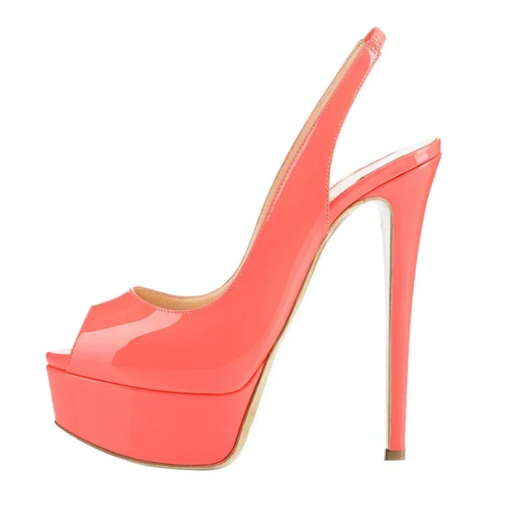 Women Sandals Sexy Pumps 14CM Platform Stripper High Heels Open Toe Stilettos Gladiator Party Dress Wedding Shoes Large Size 44