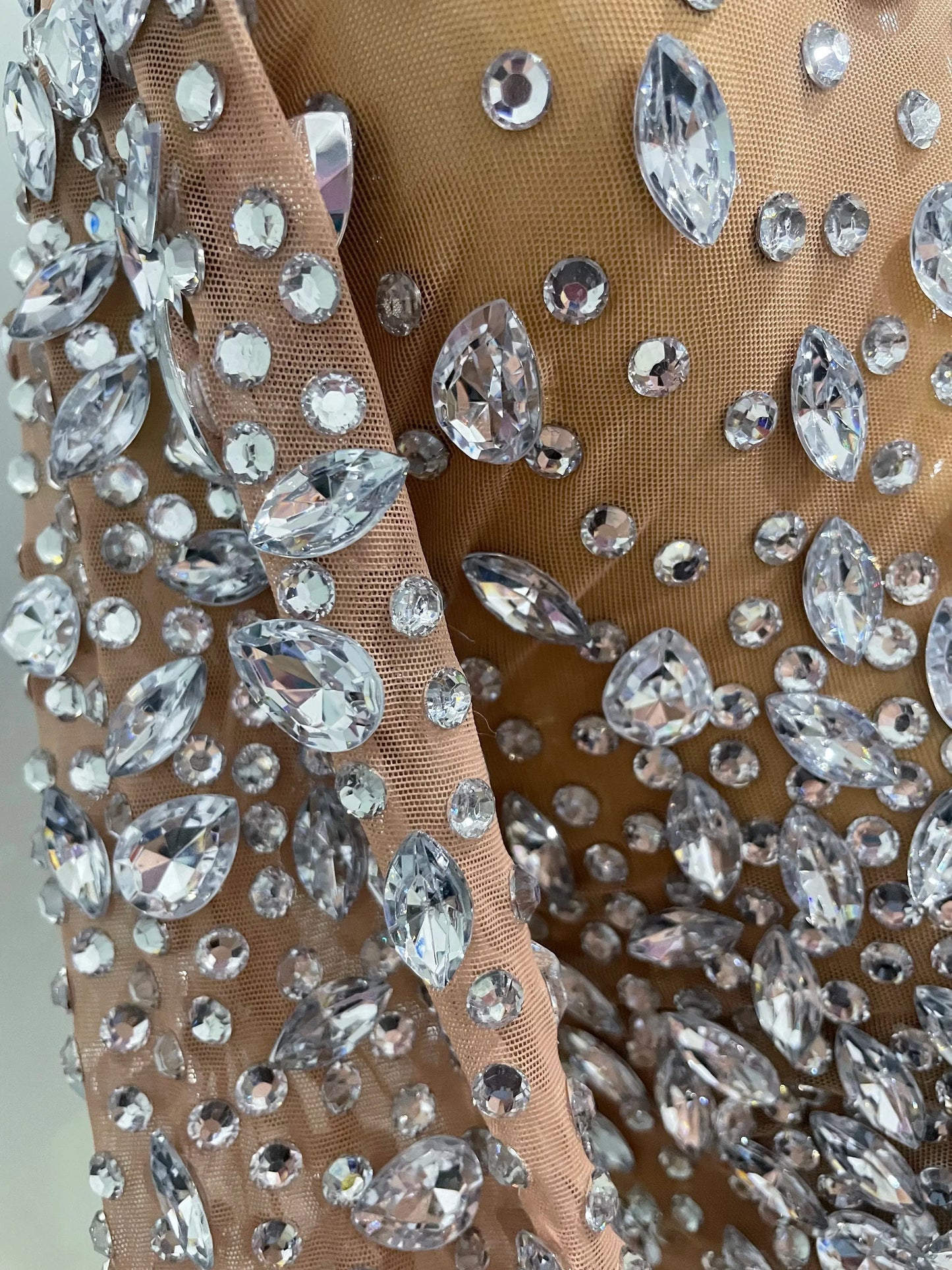 Shinny Rhinestone Stretch Mesh Transparent Long Dress 2025New Women Evening Birthday Party Prom Nightclub Singer Stage Wear