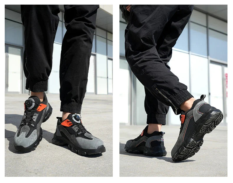 Rotary Buckle New Work Sneakers Lightweight Protective Shoes Safety Industrial Puncture-Proof Anti-smash Men Steel Toe Shoes