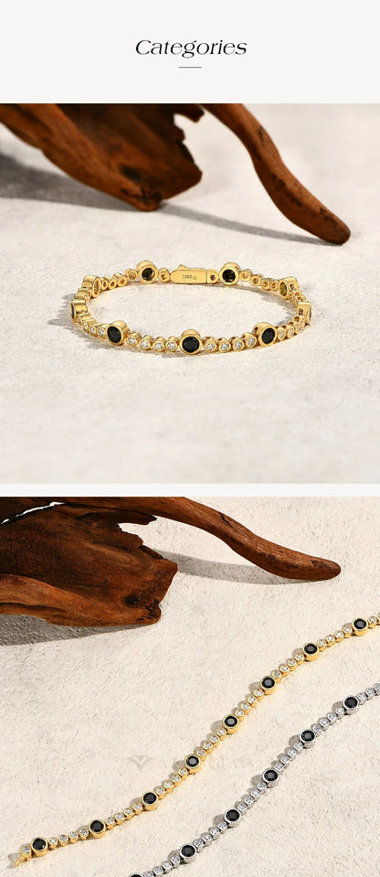 New Black Moissanite Tennis Bracelets for Women Men s925 Sterling Silver Round Bubble Bracelet Anniversary Gift Jewelry