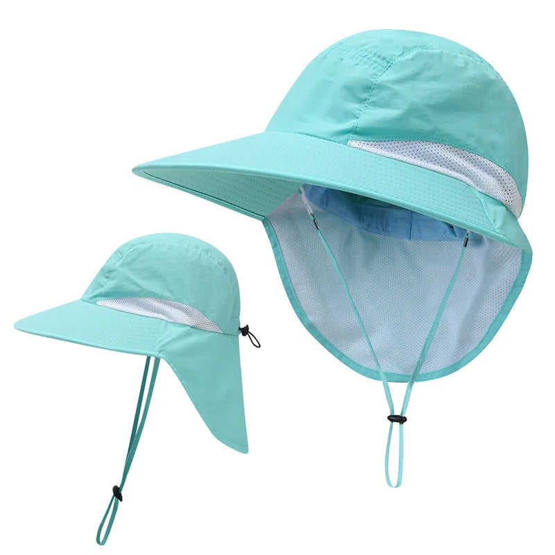 Outdoor Sun Hat for Women Youth Girls 50+ UPF Protection Safari Cap Wide Brim Fishing Hat with Neck Flap BeacH