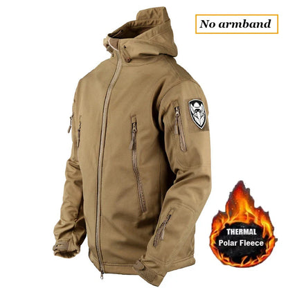 Winter Outdoor Work Sets Mens Field Training Jackets Multi-Pocket Fleece Cargo Pants Tactical Waterproof Camping Tracksuits Set