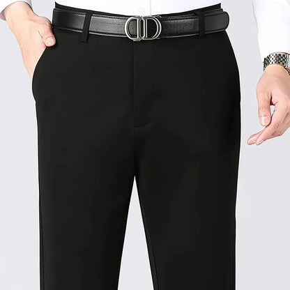 3-Pack Men's High Stretch Anti-Wrinkle Business Pants | Spring Autumn Straight Fit Non-Iron Casual Trousers | Luxury Crown Embro
