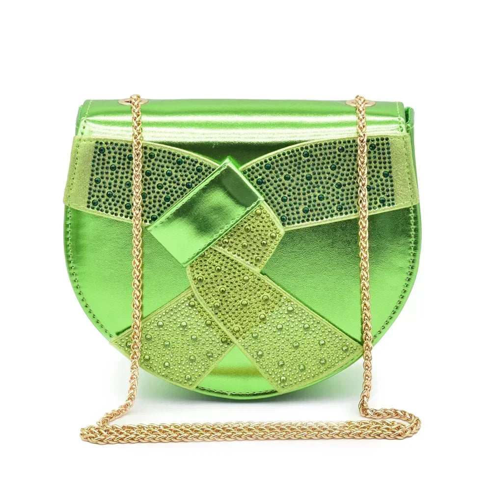 Fashion Italian Shoes and Bag Set for Women Full Rhinestone High Heels Wedding Shoes for The Bride African Bag and Shoe Sets