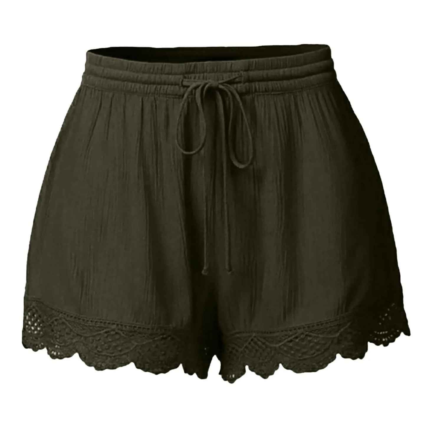 Shorts For Women Ruffle Hem Casual Shorts Plus Size Drawstring  Lace Shorts