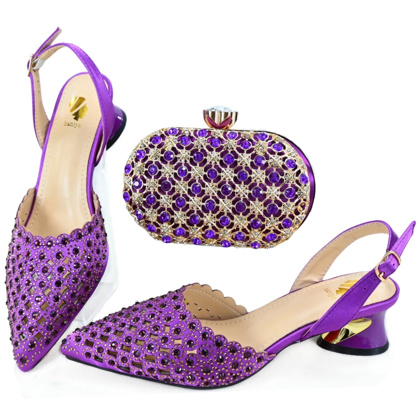 High Quality African Style Ladies Shoes And Bags Set Latest purple Italian Shoes And Bag Set For Party  HAE1-7
