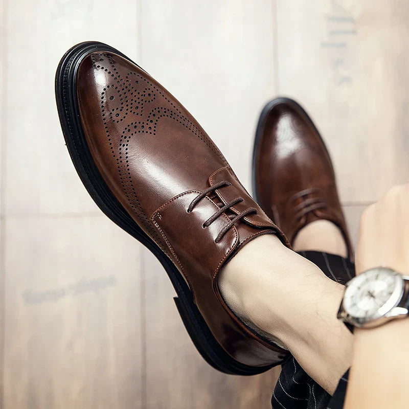 High Quality Mens Shoes 2026 New British Style High-End Leather Shoes Formal Business Wedding Groom Derby Shoes Hot Selling Shoe