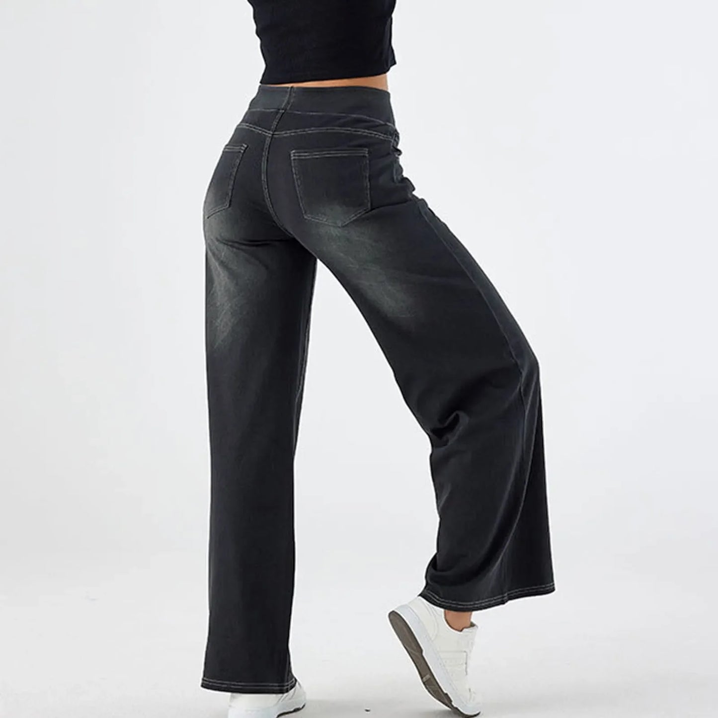 Fashion Baggy Jeans For Women Bleached Vintage High Waist Pants