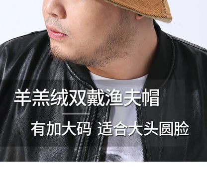 Double-sided Wearable Dad Winter Fisherman Hat Woman Corduroy Fur Bucket Hats Men Big Size Panama Hats Lady Warm Snow Hat