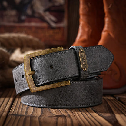 A Western-style PU material belt for both men and women, a casual, retro and classic personalized belt