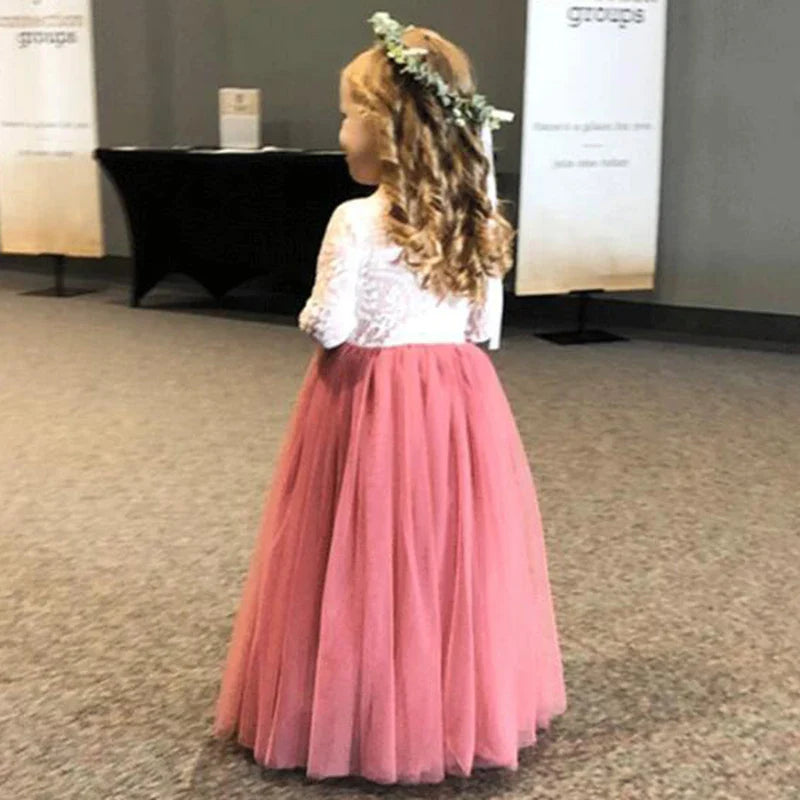Vestido de Festa Princesa Renda para Menina Bebê Crianças Vestidos de Aniversário de Casamento de Verão Roupa Infantil 2 4 6 8 10 12 14