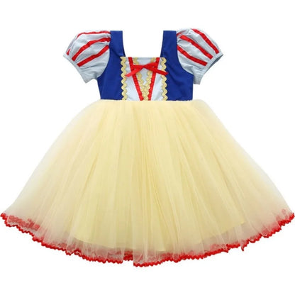 Girls' Snow White Dress Summer Style Little Girl's Frozen Fluffy Mesh Birthday Dress Skirt