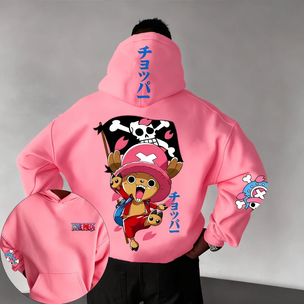 New ONE PIECE Men's Hoodie Sweater Tony Tony Chopper Japan Anime Summer Autumn New Boys Children's Long Sleeve Parent-Child Wear