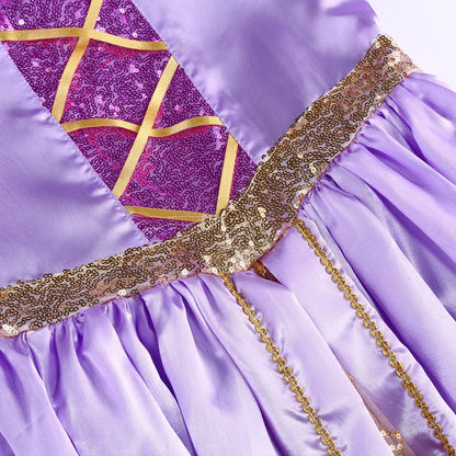 Girls Rapunzel Dress Kids Tangled Disguise Carnival Girl Princess Costume Birthday Party Gown Outfit Clothes 2-10 Years
