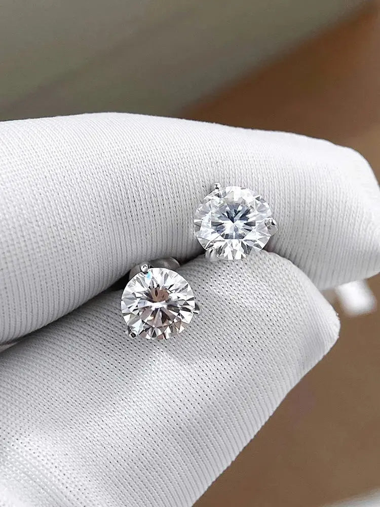 1CT Round Moissanite Stud Earrings for Women 925 Sterling Silver Plated 18K Classic Wedding Sparkling Lab Diamond Earring
