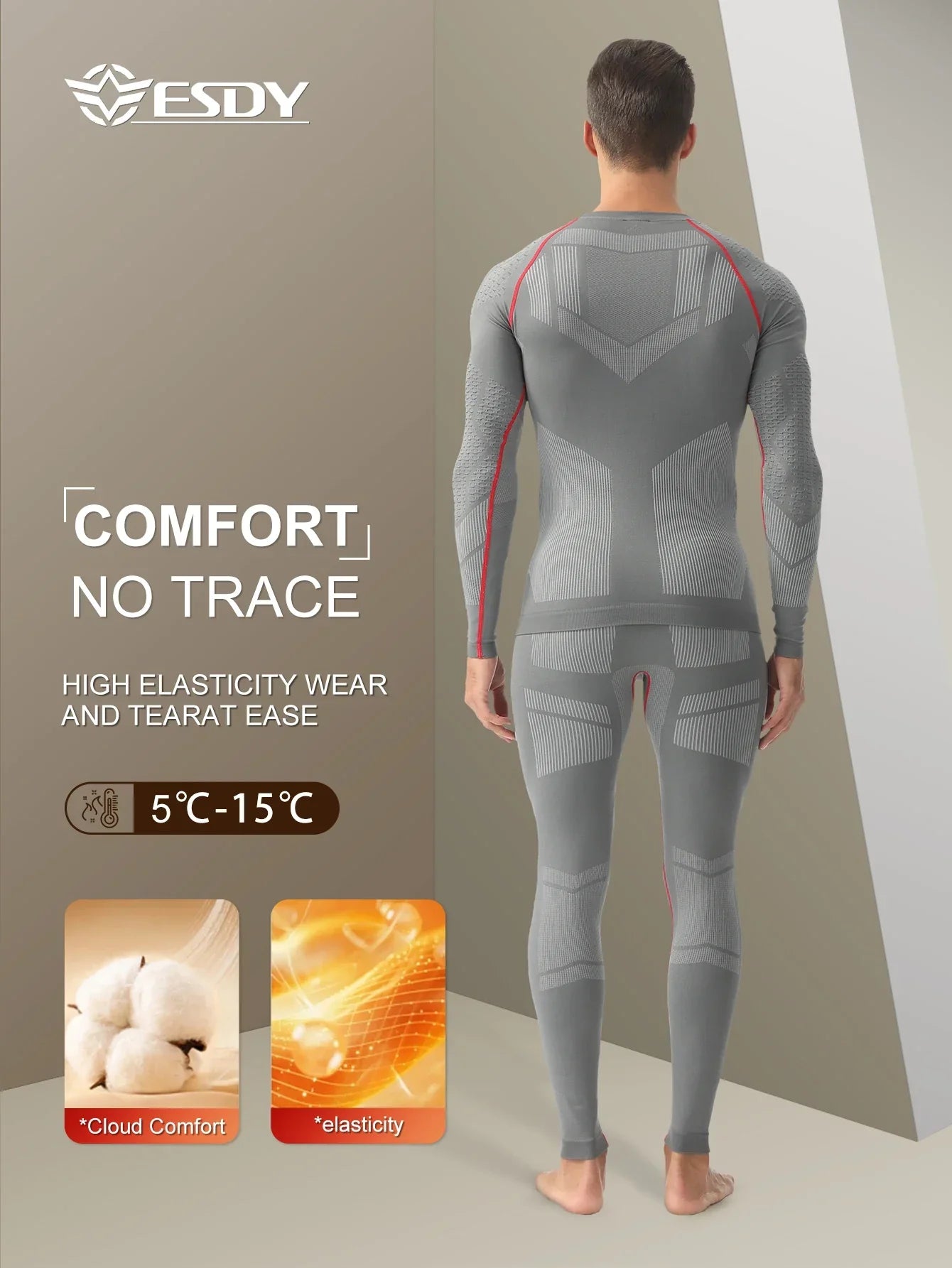 Men's Sports Compression Thermal Suit Winter Thermal Compression Long-Sleeve Long Pants Breathable High-Elastic Cold-Proof Sports Suit Winter Outdoor Sports Climbing Fishing