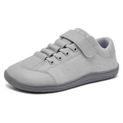 Boys Girls Barefoot Shoes Kids Wide Toe Minimalist Sneakers Lightweight Hook Loop Artificial Leather Fabric Shoes