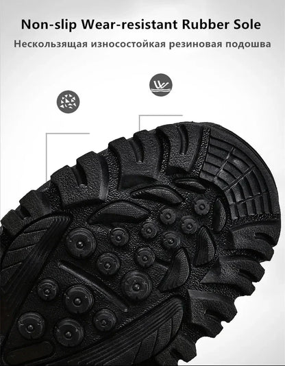 New Warm Plush Snow Boots Men Lace Up Casual High Top Men's Boots Waterproof Winter Boots Anti-Slip Ankle Boots Army Work Boots