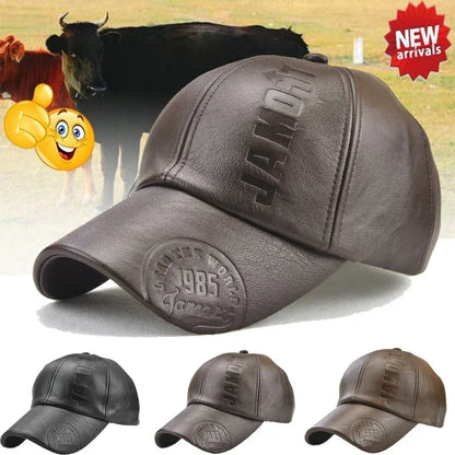 Vintage Men Beret Hat Leather Flat Hats Warm Autumn Winter Windproof Adjustable High Quality Peaked Cap Mens Retro Beret Caps
