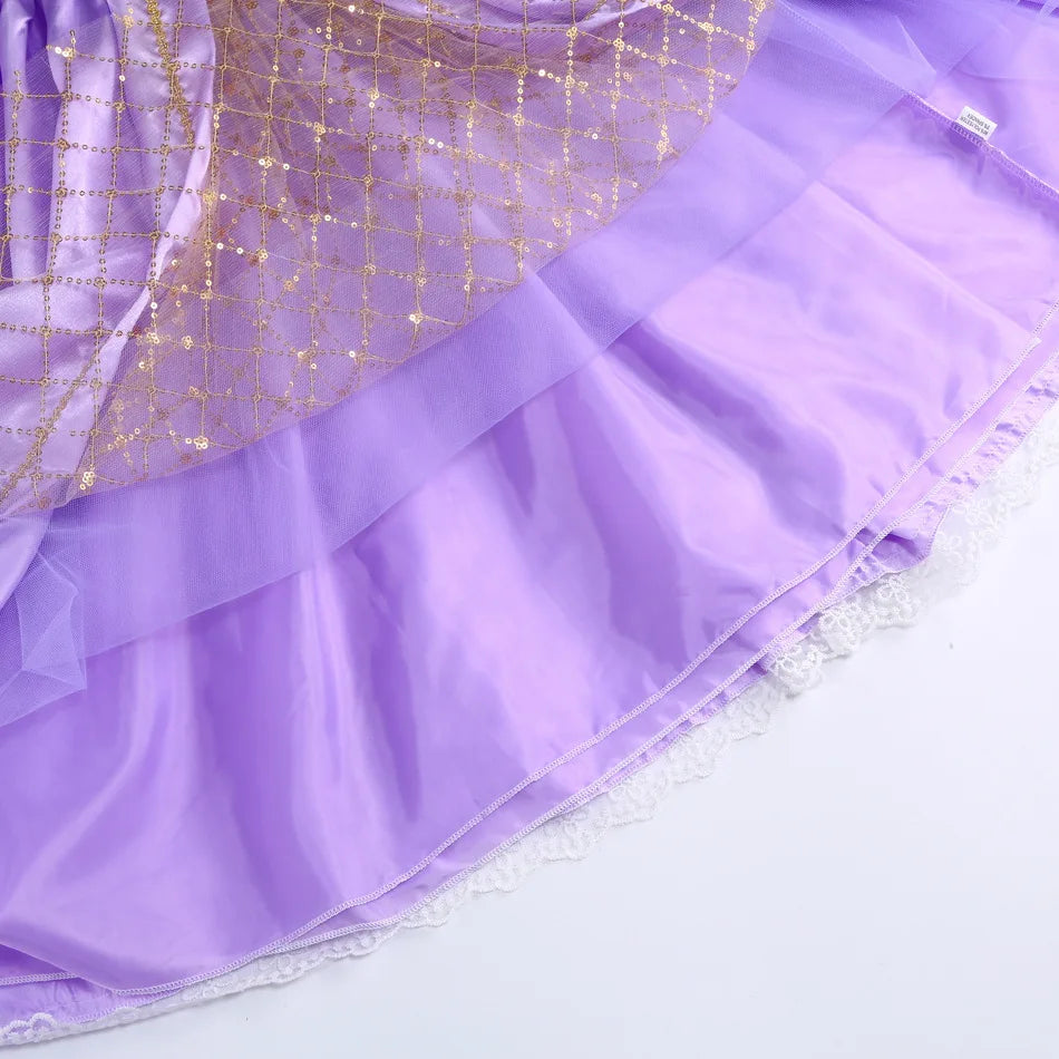 Girls Rapunzel Dress Kids Tangled Disguise Carnival Girl Princess Costume Birthday Party Gown Outfit Clothes 2-10 Years