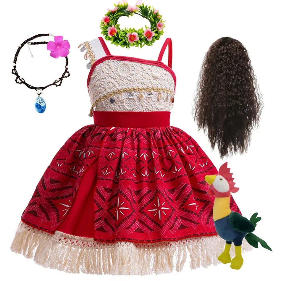 2024 Novo Filme Moana 2 Vestido Meninas Festa de Halloween Fantasia de Aventura Princesa para Menina Roupas Chiques Infantil Roupa Vaiana Muababy