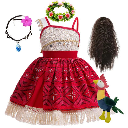 2024 Novo Filme Moana 2 Vestido Meninas Festa de Halloween Fantasia de Aventura Princesa para Menina Roupas Chiques Infantil Roupa Vaiana Muababy
