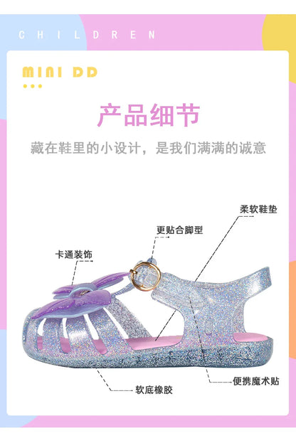 2025 Summer New Children's Sandals Fashion Mermaid Girl Princess Sandals Soft Bottom Non Slip Kid's Casual Jelly Beach Shoes