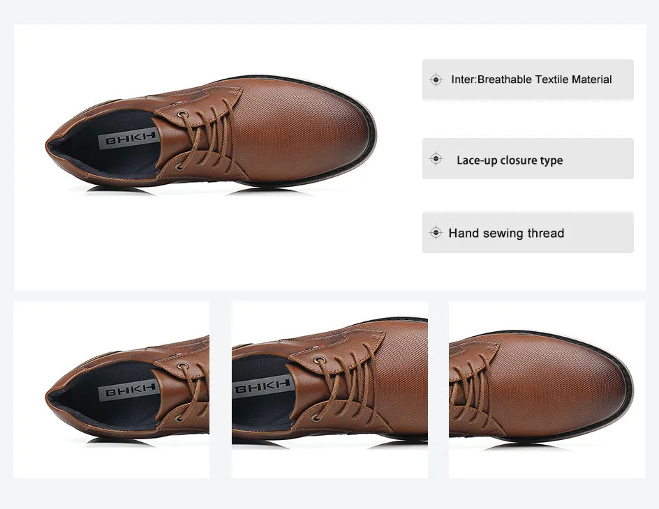 Genuine Leather Dress Shoes Comfy Men Casual Shoes Smart Business Work Office Lace-up Men Shoes