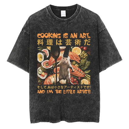 I Do Not Think Therefore I Do Not Am T-shirt Funny Japanese Style Opossum Vintage Washed T Shirt Unisex Fashion Humor T-shirts